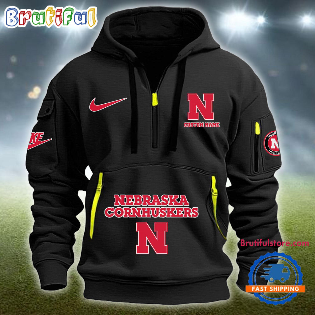 NCAA Nebraska Cornhuskers Heavy Hoodie, Sporty Quarter Zip Hoodie