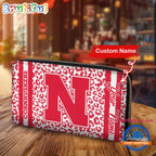 NCAA Nebraska Cornhuskers Leopard Women’s Zip Around Wallet, Sporty Women’s Wallet