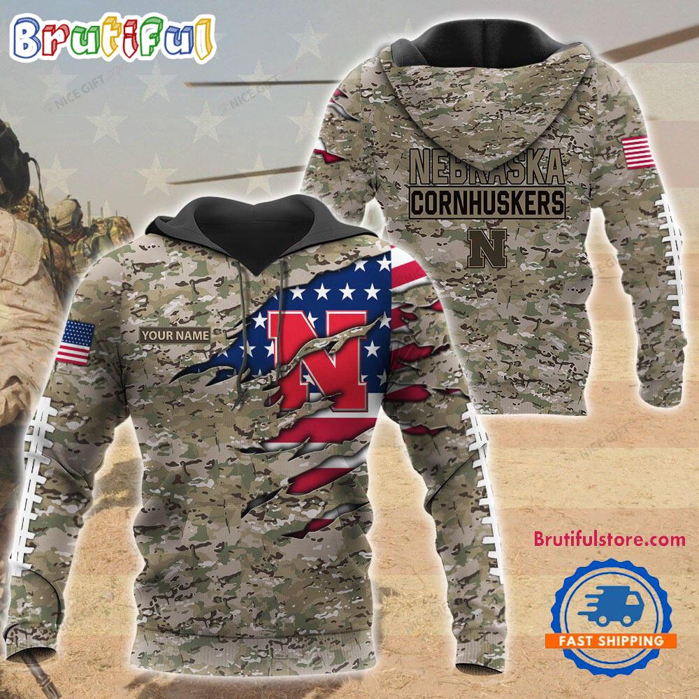 NCAA Nebraska Cornhuskers Military Veterans Camouflage Hoodie