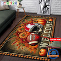 NCAA Nebraska Cornhuskers Pumpkin Flower Football Halloween Rectangle Rug