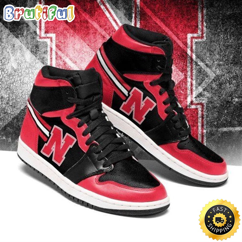 NCAA Nebraska Cornhuskers Red Black Air Jordan 1 High Sneakers