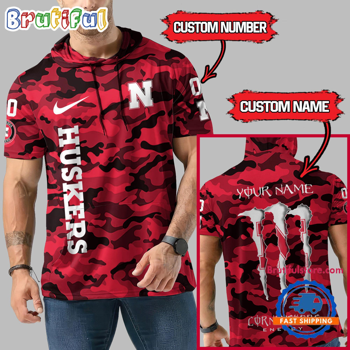 NCAA Nebraska Cornhuskers Special Camo Sleeveless Hoodie Design