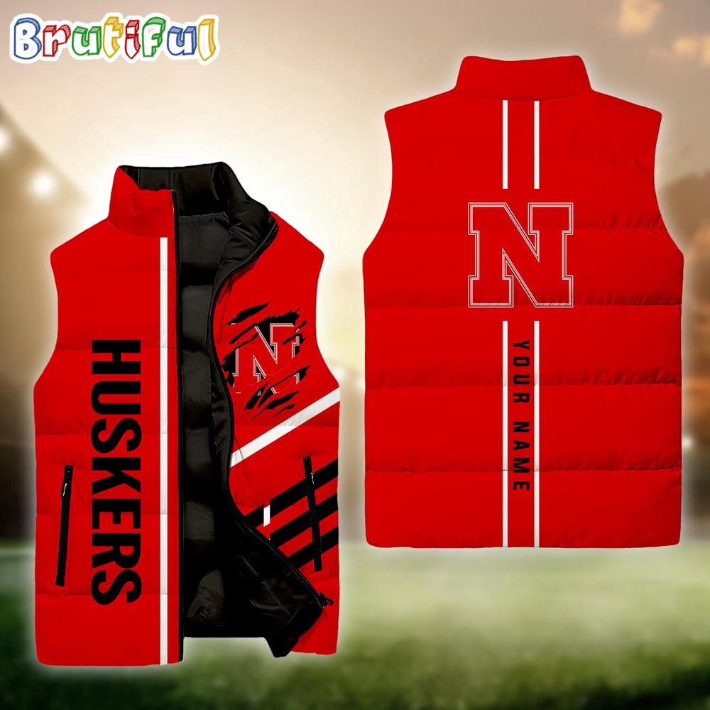 NCAA Nebraska Cornhuskers Sport Team Personalized Sleeveless Down Puffer Jacket