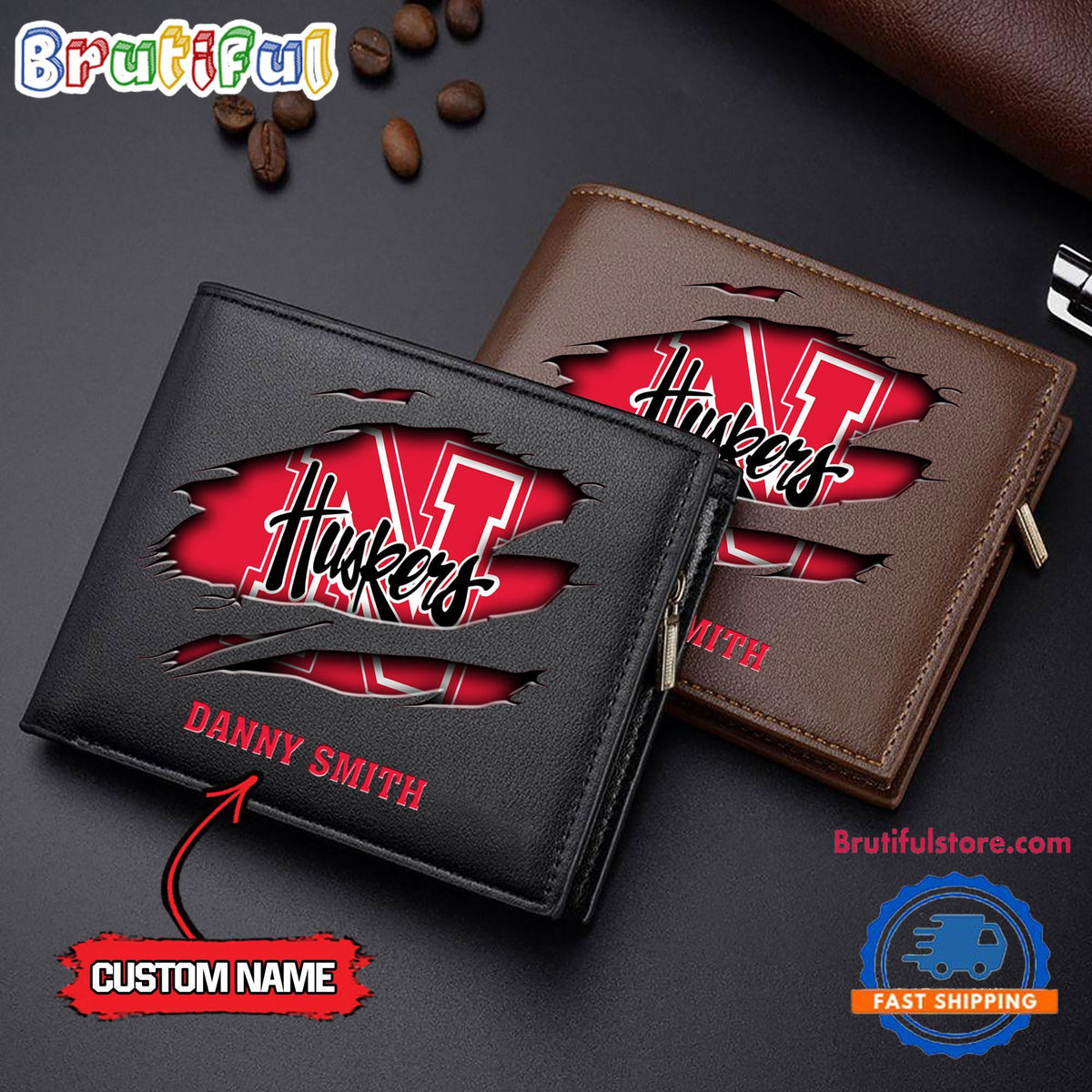 NCAA Nebraska Cornhuskers Sporty Custom Men’s Leather Wallet