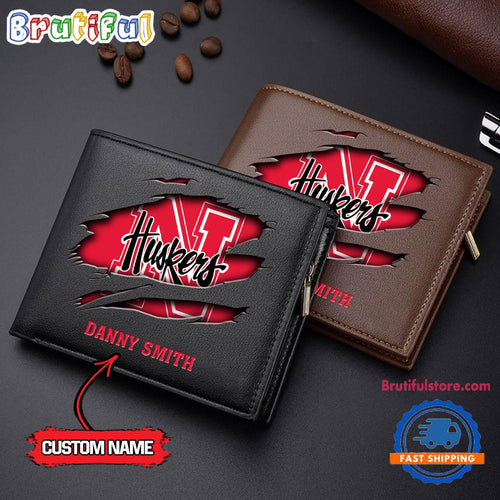 NCAA Nebraska Cornhuskers Sporty Custom Men’s Leather Wallet