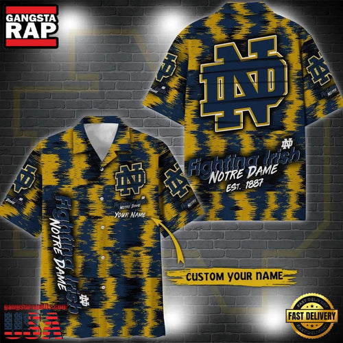NCAA Notre Dame Fighting Irish Custom Name Aloha Hawaiian Shirt