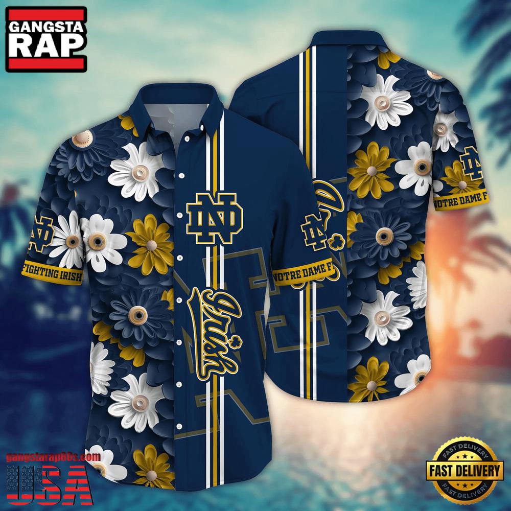 NCAA Notre Dame Fighting Irish Flower Style Hot Summer Aloha Hawaiian Shirt