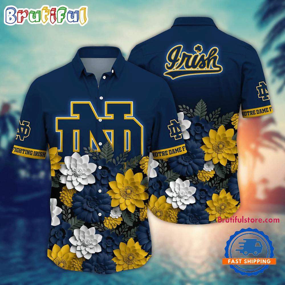 NCAA Notre Dame Fighting Irish Flower Tropical Summer Beach Hawaiian Shirt