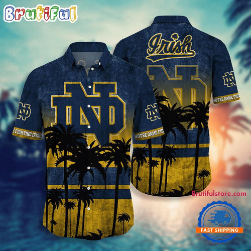 NCAA Notre Dame Fighting Irish Palm Tree Tropical Summer Beach Hawaiian Shirt