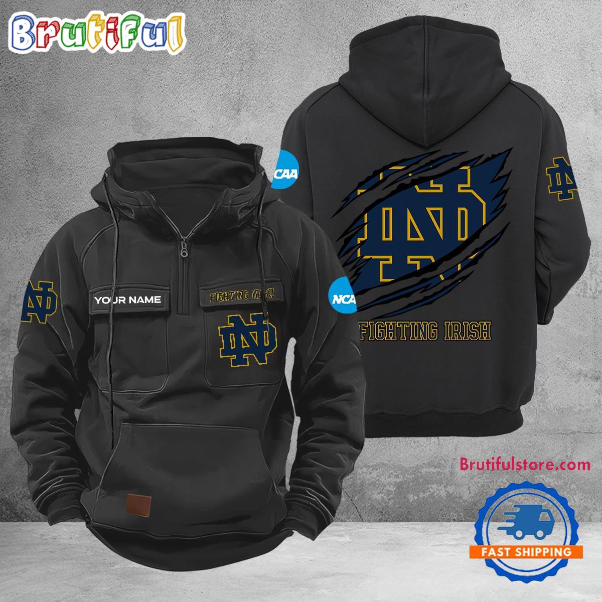 NCAA Notre Dame Fighting Irish Sport Team Design Logo Name Cargo Hoodie