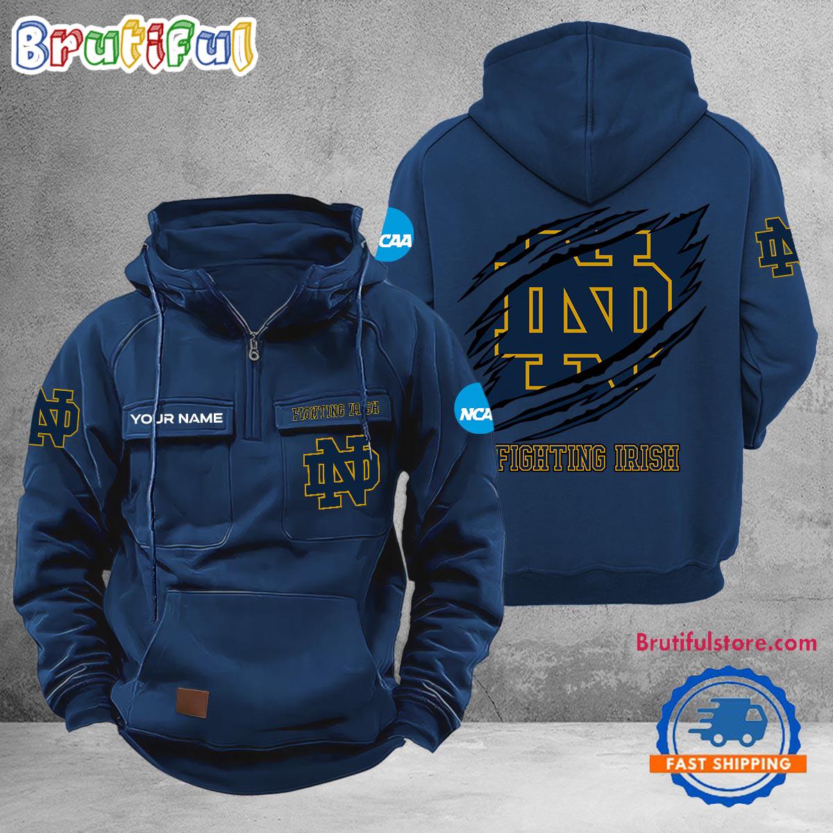 NCAA Notre Dame Fighting Irish Sport Team Design Logo Name Cargo Hoodie