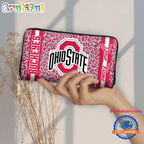NCAA Ohio State Buckeyes Leopard Women’s Zip Around Wallet, Sporty Women’s Wallet