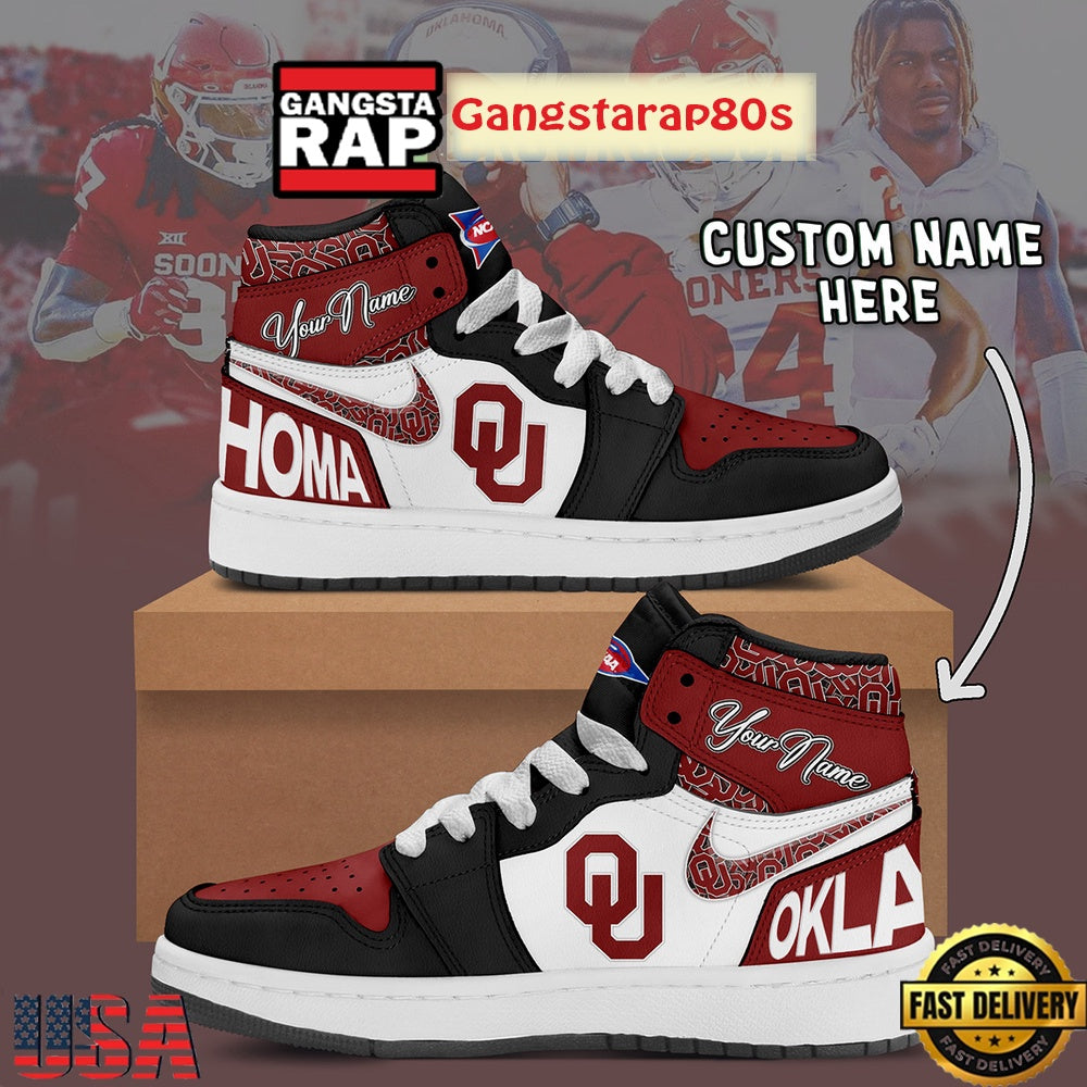 NCAA Oklahoma Sooners Custom Name Air Jordan 1 Shoes Running Sneakers