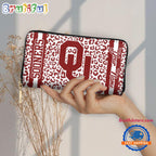 NCAA Oklahoma Sooners Leopard Women’s Zip Around Wallet, Sporty Women’s Wallet