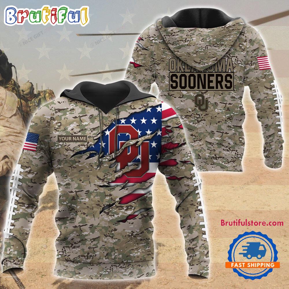 NCAA Oklahoma Sooners Military Veterans Camouflage Hoodie