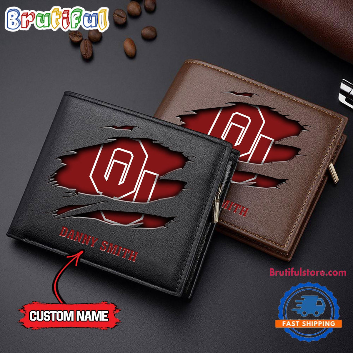 NCAA Oklahoma Sooners Sporty Custom Men’s Leather Wallet