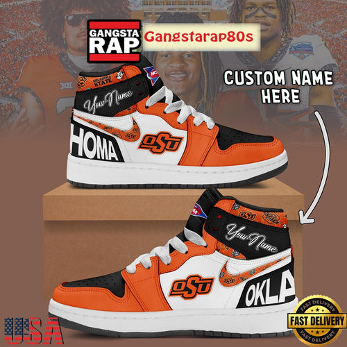 NCAA Oklahoma State Cowboys Custom Name Air Jordan 1 Shoes Running Sneakers