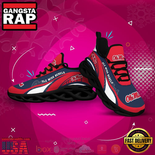 NCAA Ole Miss Rebels Football Clunky Unique Design Max Soul Shoes Running Sneakers