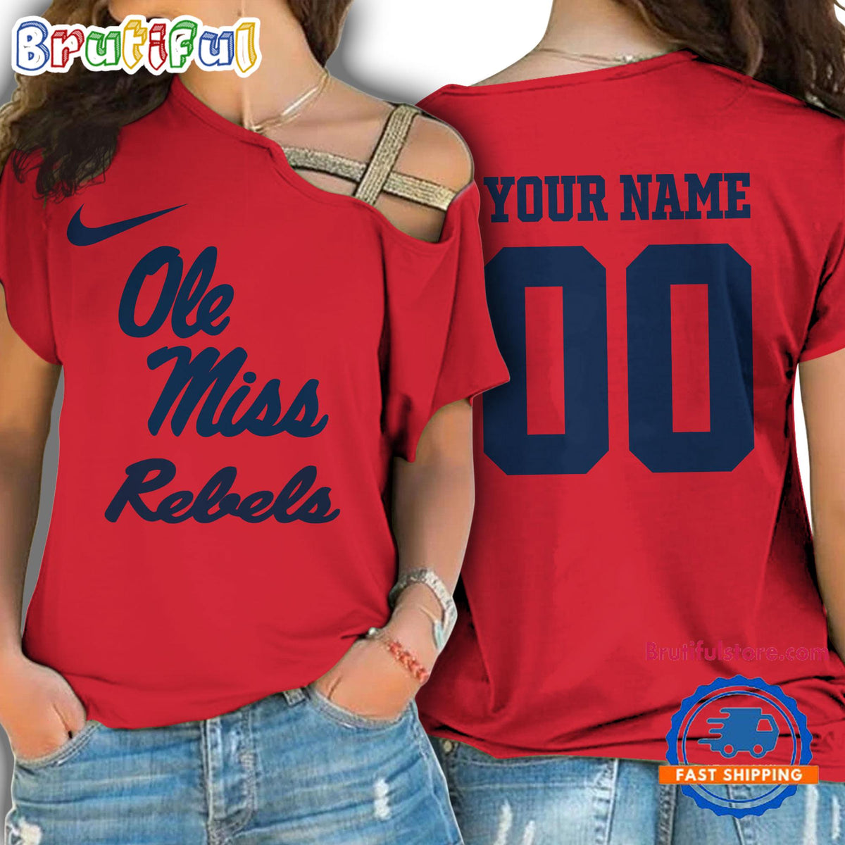 NCAA Ole Miss Rebels Special Sport Team Custom Women’s One Shoulder Shirt