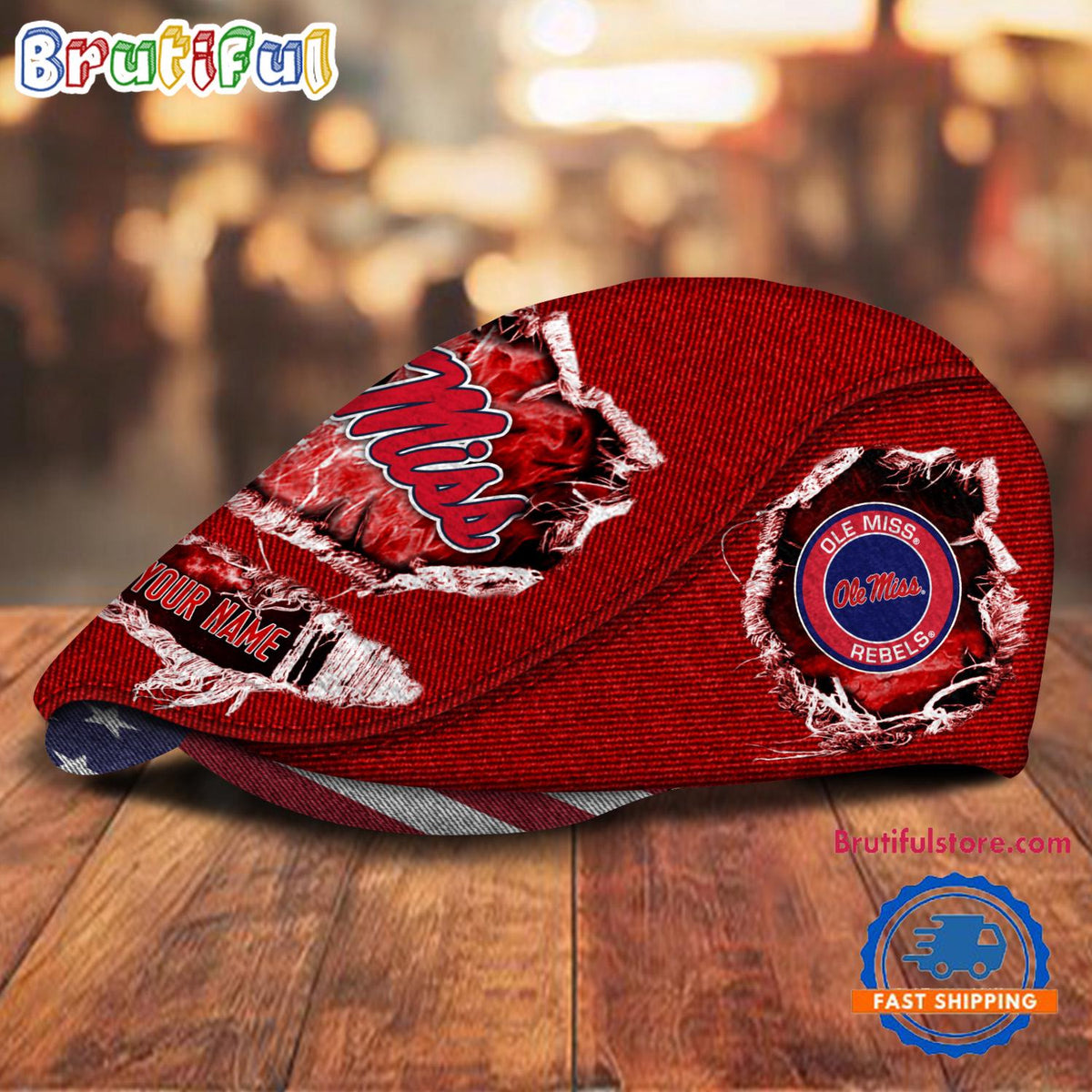 NCAA Ole Miss Rebels Sport Team Design Jeff Cap