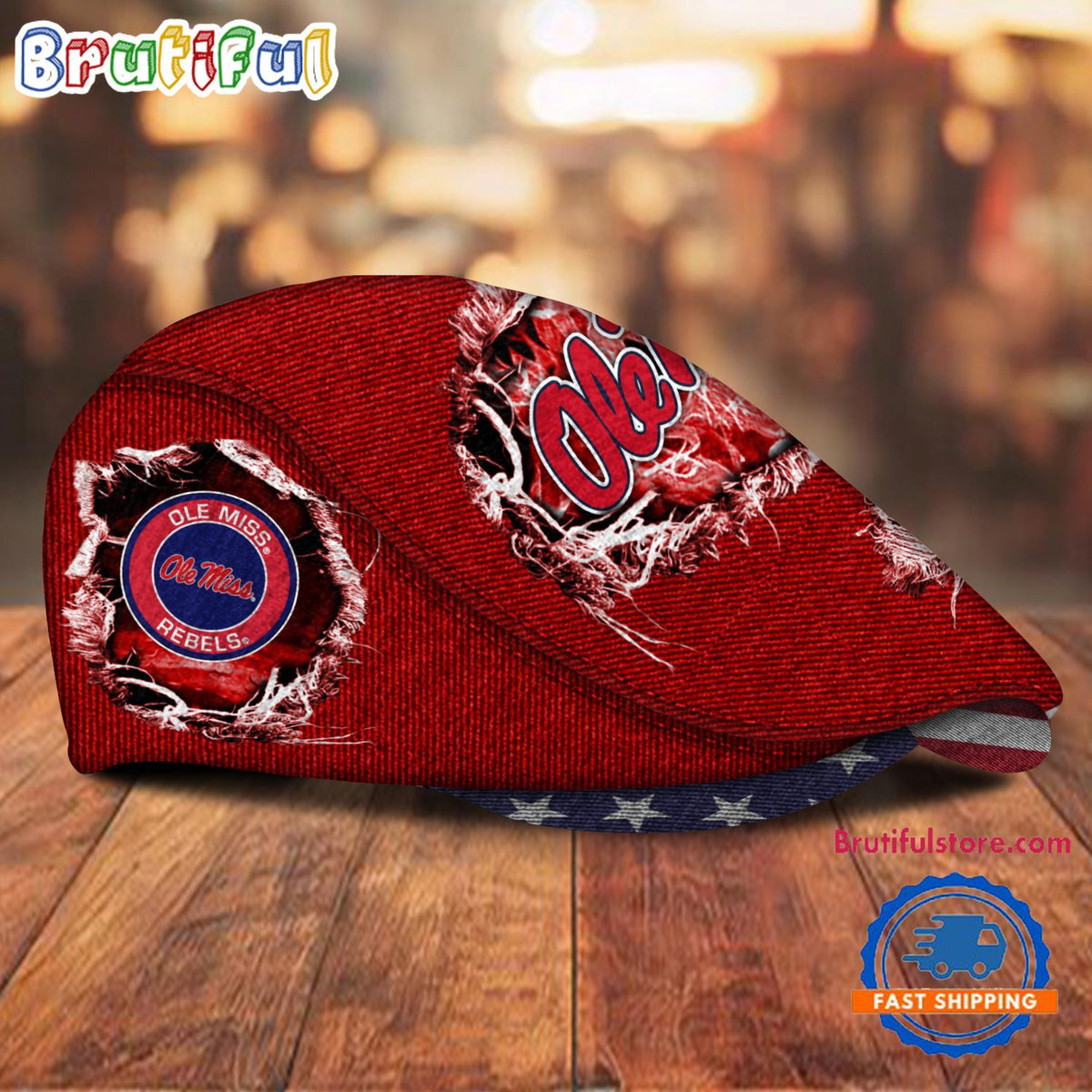 NCAA Ole Miss Rebels Sport Team Design Jeff Cap