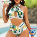 NCAA Oregon Ducks Hawaiian Pattern Deisgn Women’s Bikini Set, Women’s Sporty Summer Bikini Set