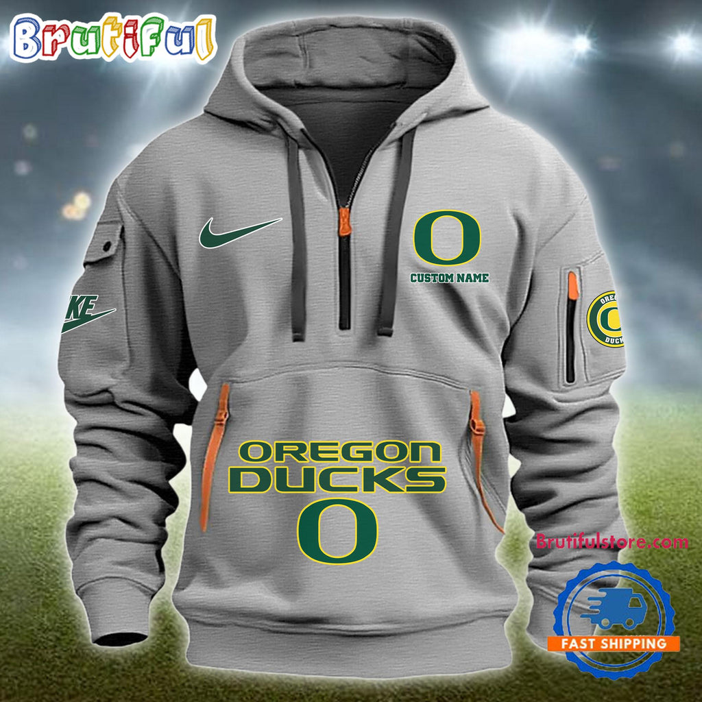 NCAA Oregon Ducks Heavy Hoodie, Sporty Quarter Zip Hoodie