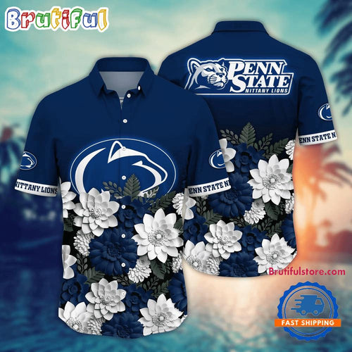 NCAA Penn State Nittany Lions Flower Tropical Summer Beach Hawaiian Shirt