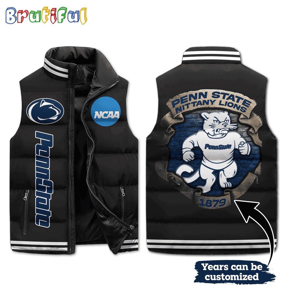 NCAA Penn State Nittany Lions Mascot Sporty Design Sleeveless Puffer Jacket