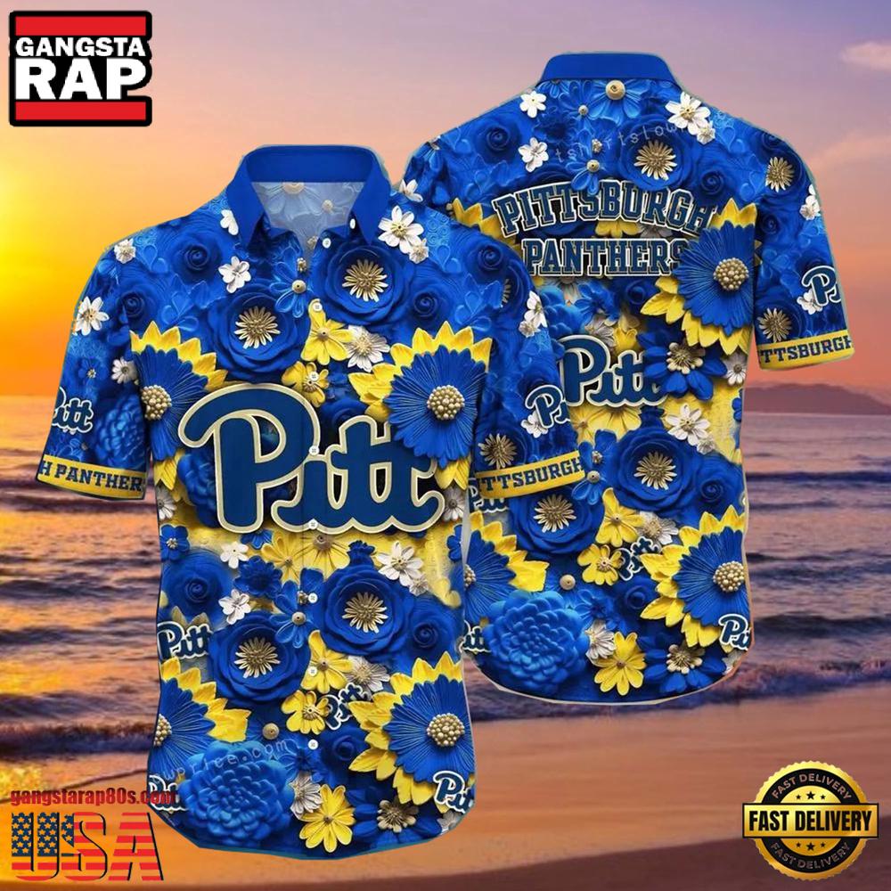 NCAA Pittsburgh Panthers Flower Hawaiian Shirt 3D Shirt