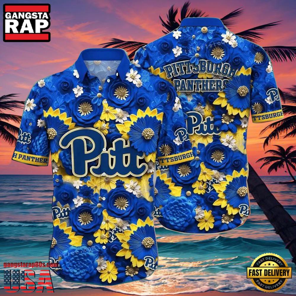NCAA Pittsburgh Panthers Flower Hawaiian Shirt 3D Shirt