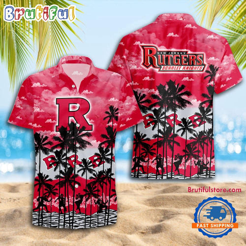NCAA Rutgers Scarlet Knights Palm Tree Hawaiian Shirt