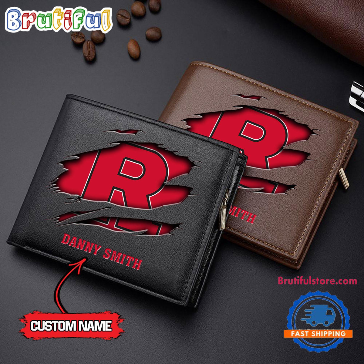 NCAA Rutgers Scarlet Knights Sporty Custom Men’s Leather Wallet