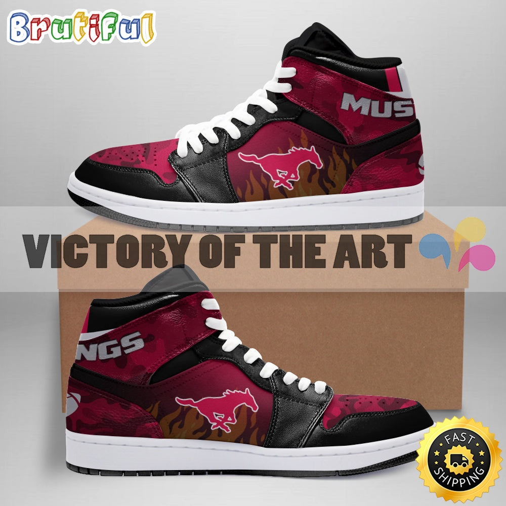 NCAA SMU Mustangs Camo Logo Air Jordan 1 High Sneakers