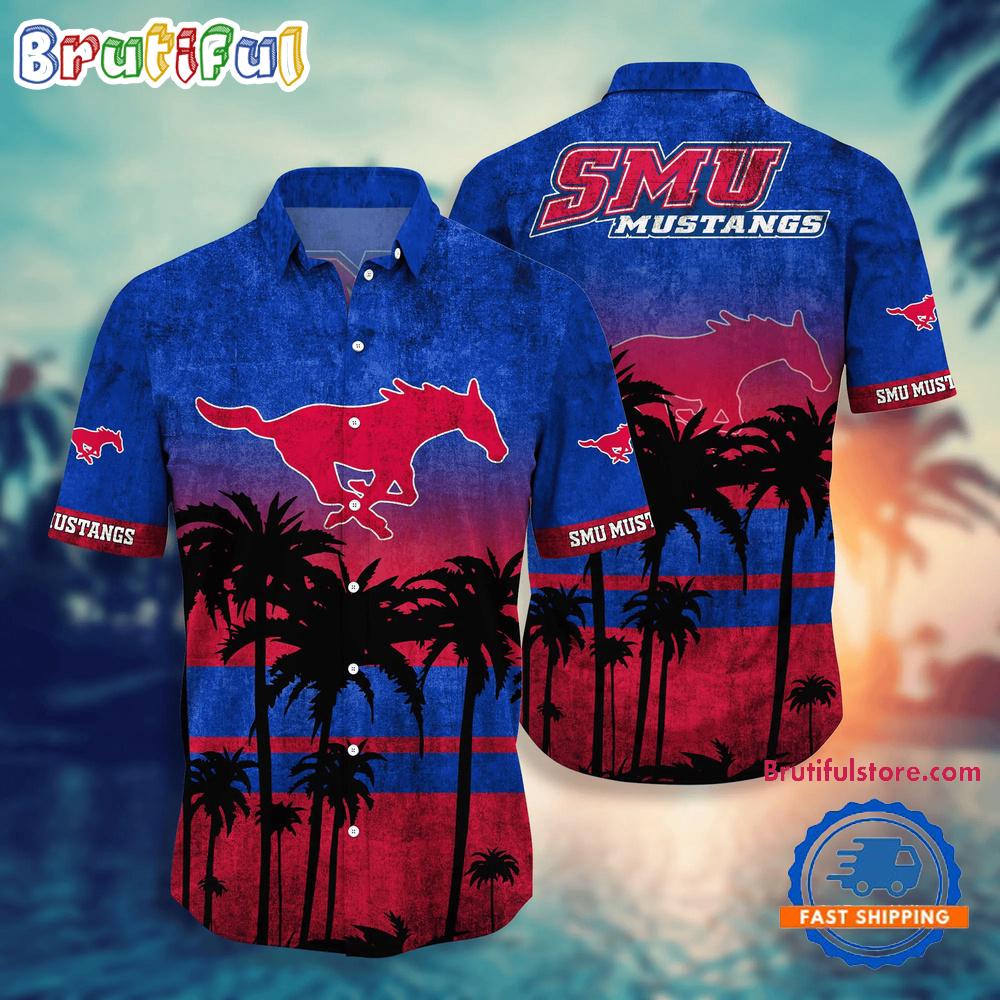NCAA SMU Mustangs Palm Tree Tropical Summer Beach Hawaiian Shirt