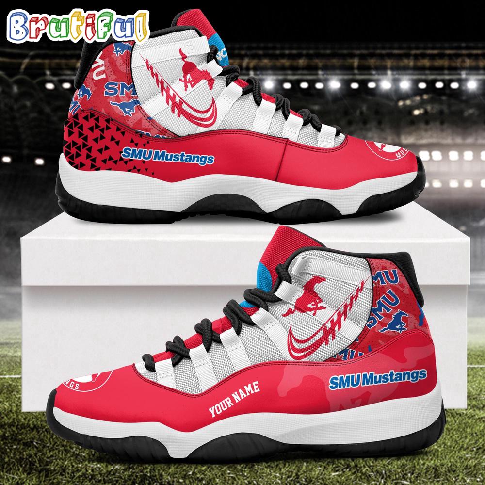 NCAA SMU Mustangs Sport Logo Team Personalized Air Jordan 11 Shoes