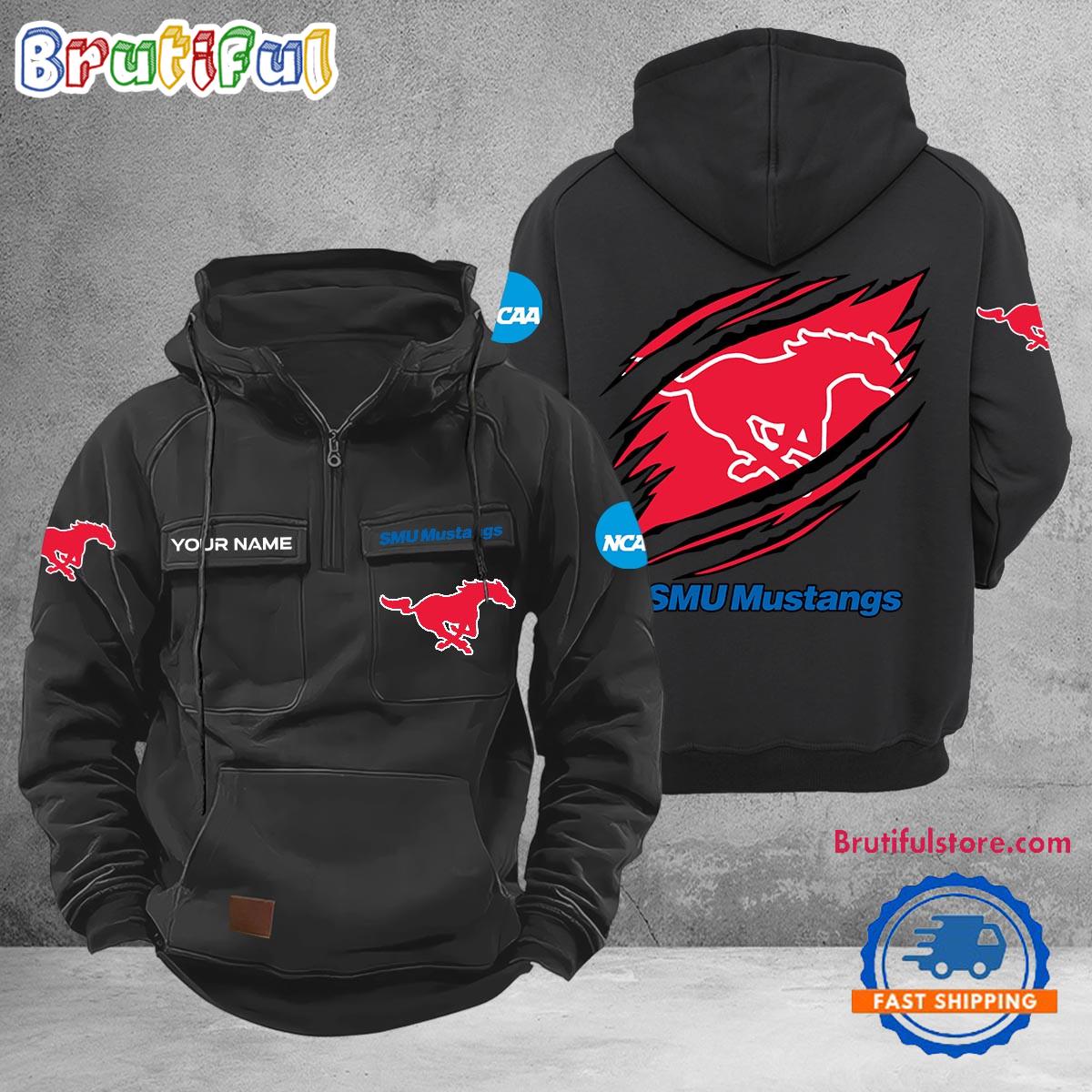 NCAA SMU Mustangs Sport Team Design Logo Name Cargo Hoodie