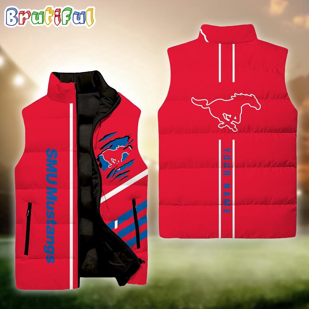 NCAA SMU Mustangs Sport Team Personalized Sleeveless Down Puffer Jacket