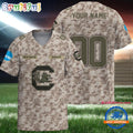 NCAA South Carolina Gamecocks Camo Veterans Personalized Football Jersey