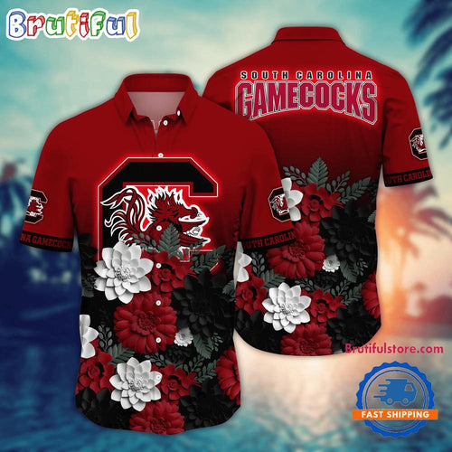 NCAA South Carolina Gamecocks Flower Tropical Summer Beach Hawaiian Shirt