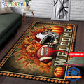 NCAA South Carolina Gamecocks Pumpkin Flower Football Halloween Rectangle Rug
