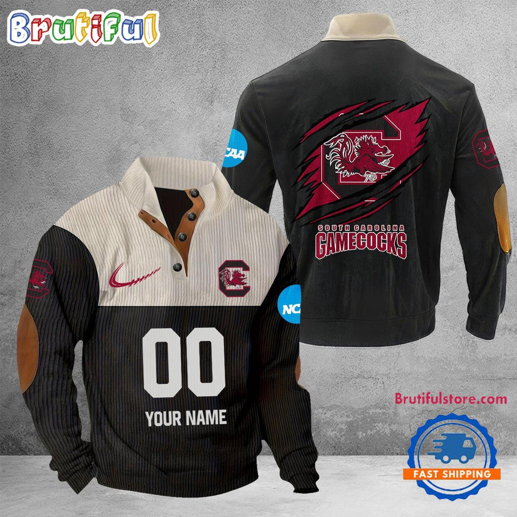 NCAA South Carolina Gamecocks Sport Team Custom Name And Number Buttoned Collar Sweatshirt