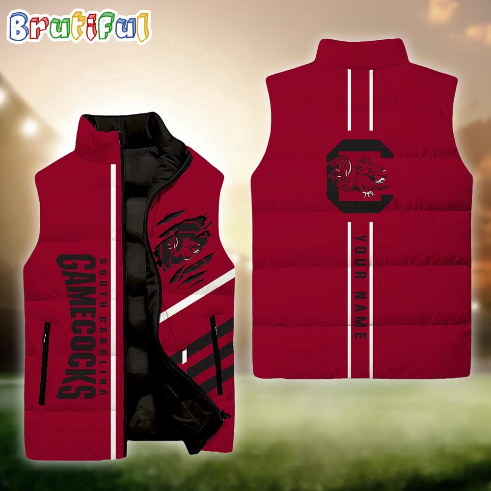 NCAA South Carolina Gamecocks Sport Team Personalized Sleeveless Down Puffer Jacket
