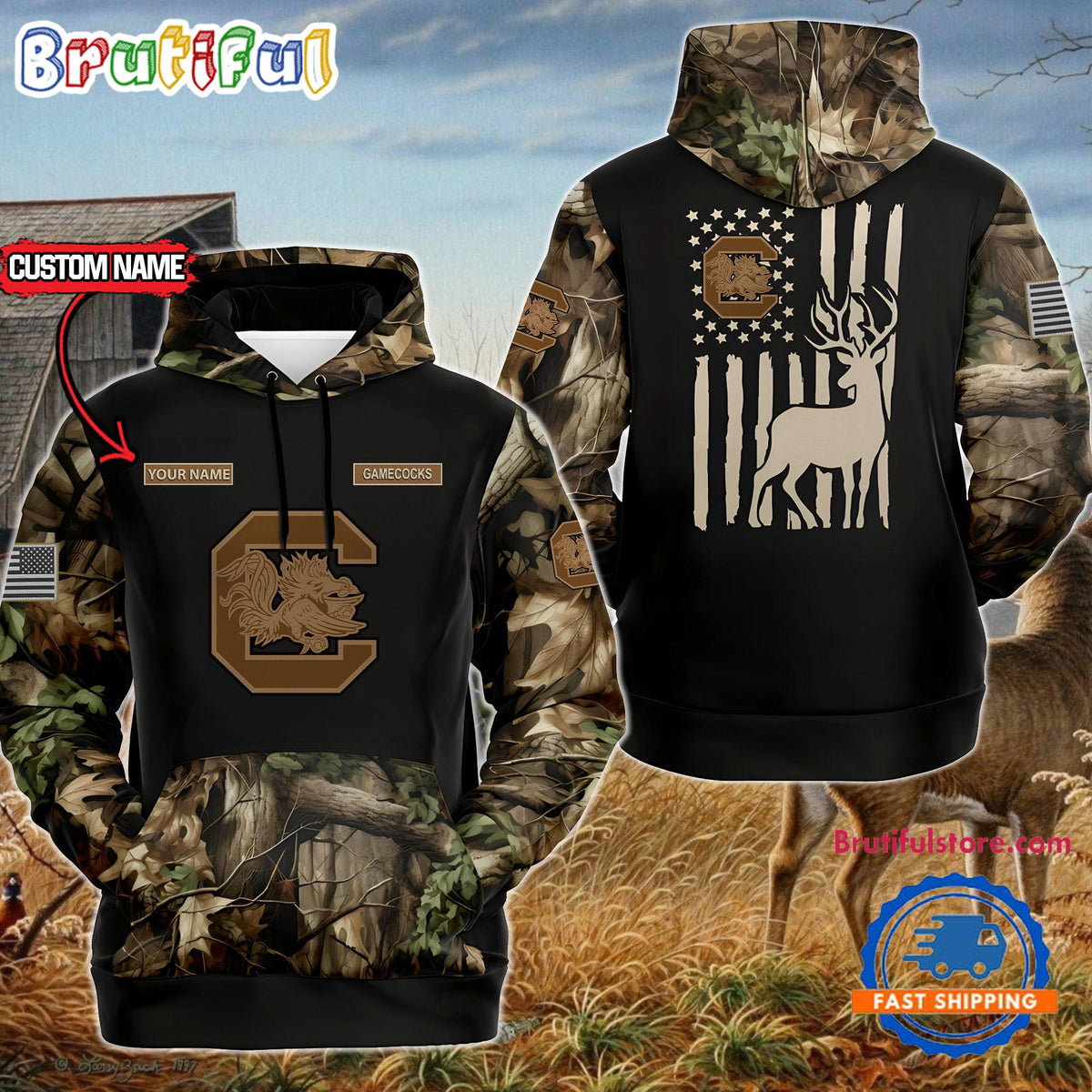 NCAA South Carolina Gamecocks Sporty Camo Hunting Style Hoodie, Sweatshirt, TShirt