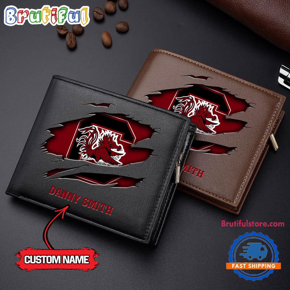 NCAA South Carolina Gamecocks Sporty Custom Men’s Leather Wallet