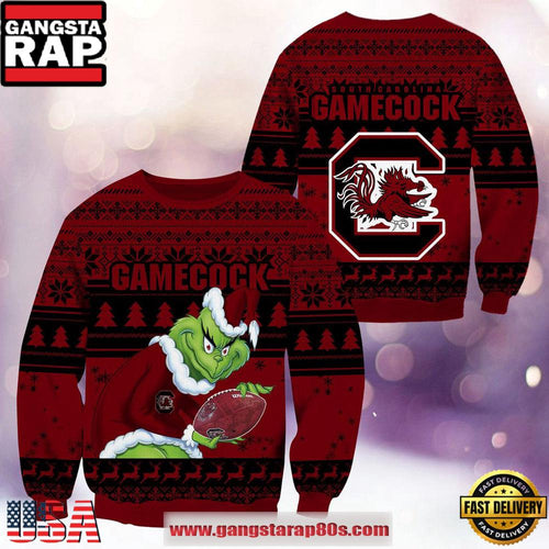 NCAA South Carolina Gamecocks x Grinch New Design Ugly Xmas Sweater