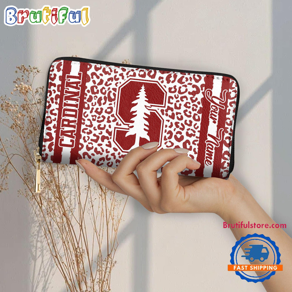 NCAA Stanford Cardinal Leopard Women’s Zip Around Wallet, Sporty Women’s Wallet