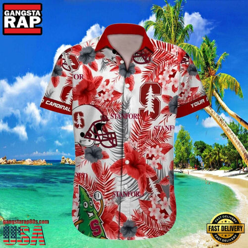 NCAA Stanford Cardinal Print Custom Name Aloha Hawaiian Shirt