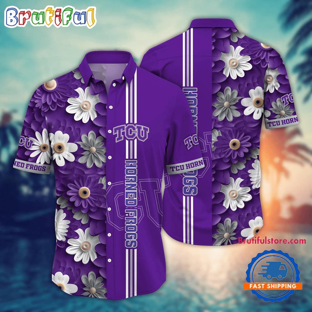 NCAA TCU Horned Frogs Flower Summer Aloha Button Hawaiian Shirt