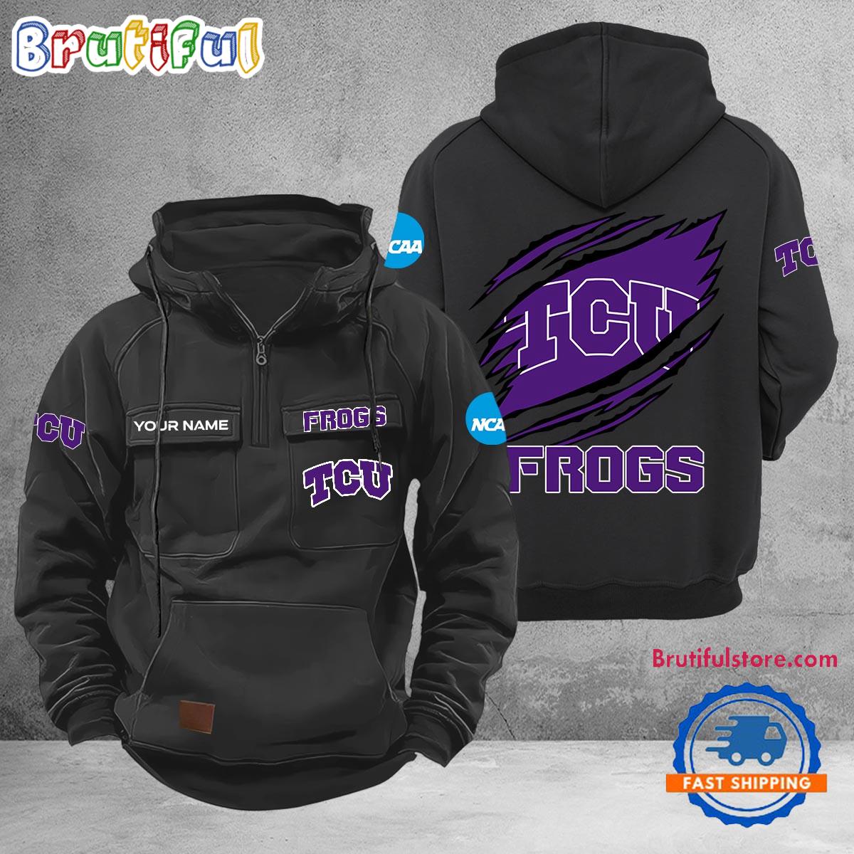 NCAA TCU Horned Frogs Sport Team Design Logo Name Cargo Hoodie